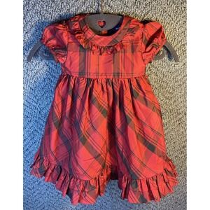 Ralph Lauren Baby Girls Red & Black Plaid Holiday Dress -Size 12 Months EUC